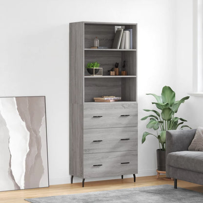 Highboard Braun Eichen-Optik 69,5X34X180 Cm Holzwerkstoff