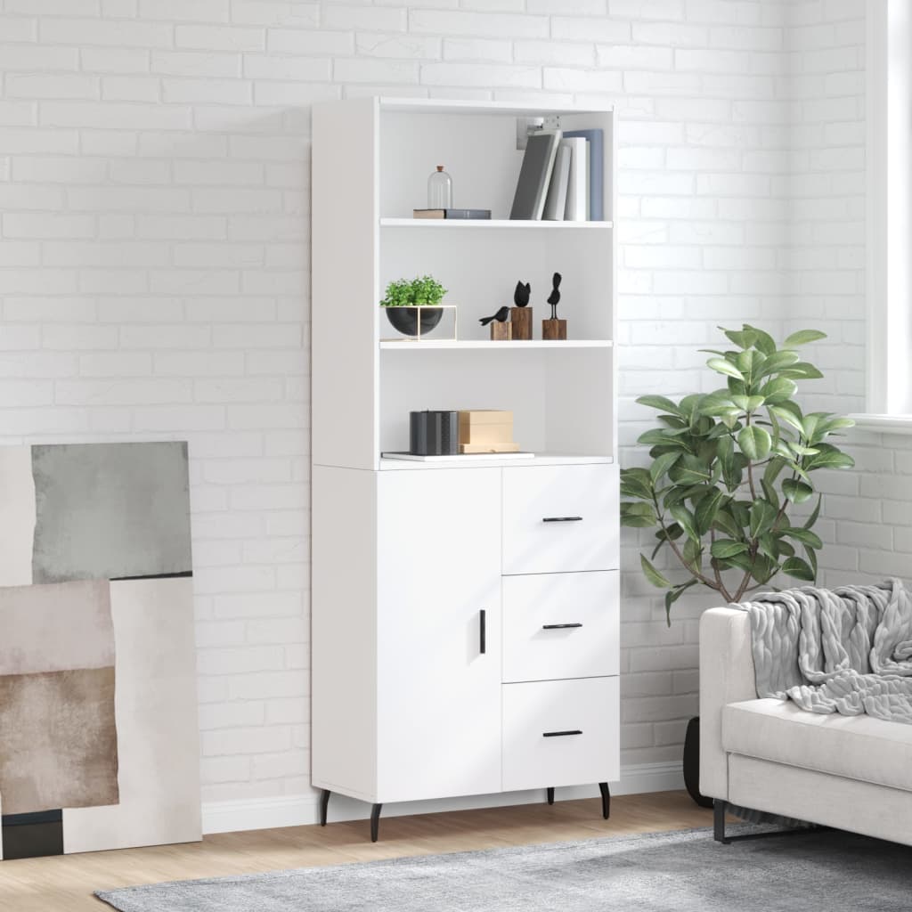 Highboard Braun Eichen-Optik 69,5X34X180 Cm Holzwerkstoff
