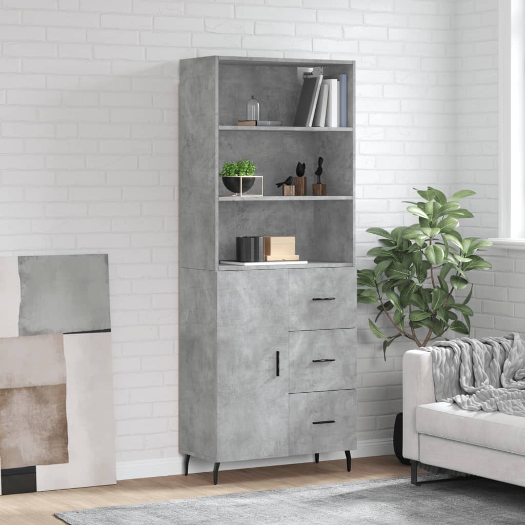 Highboard Braun Eichen-Optik 69,5X34X180 Cm Holzwerkstoff