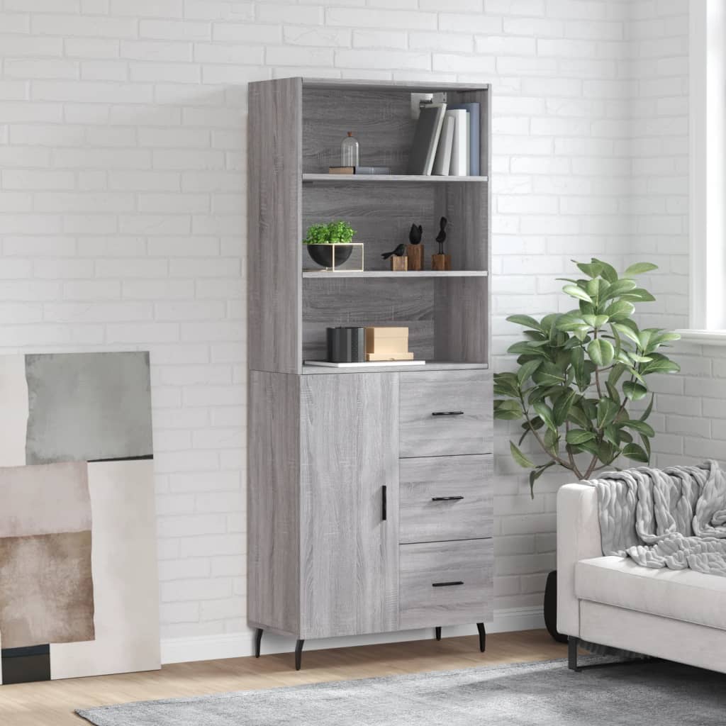 Highboard Braun Eichen-Optik 69,5X34X180 Cm Holzwerkstoff
