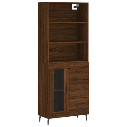 Highboard Braun Eichen-Optik 69,5X34X180 Cm Holzwerkstoff