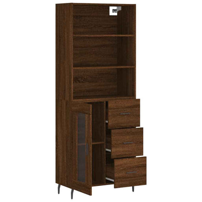 Highboard Braun Eichen-Optik 69,5X34X180 Cm Holzwerkstoff