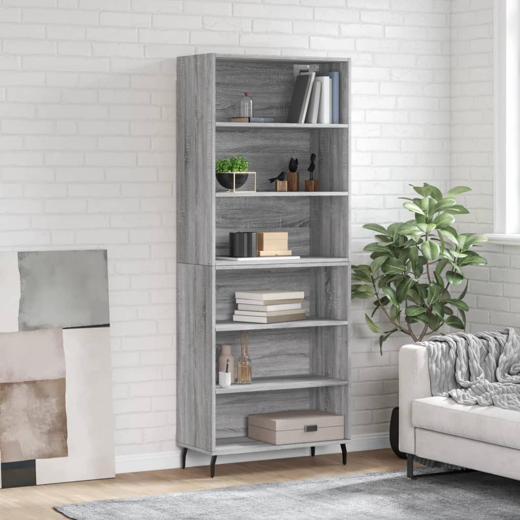 Highboard Braun Eichen-Optik 69,5X34X180 Cm Holzwerkstoff
