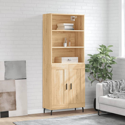 Highboard Braun Eichen-Optik 69,5X34X180 Cm Holzwerkstoff