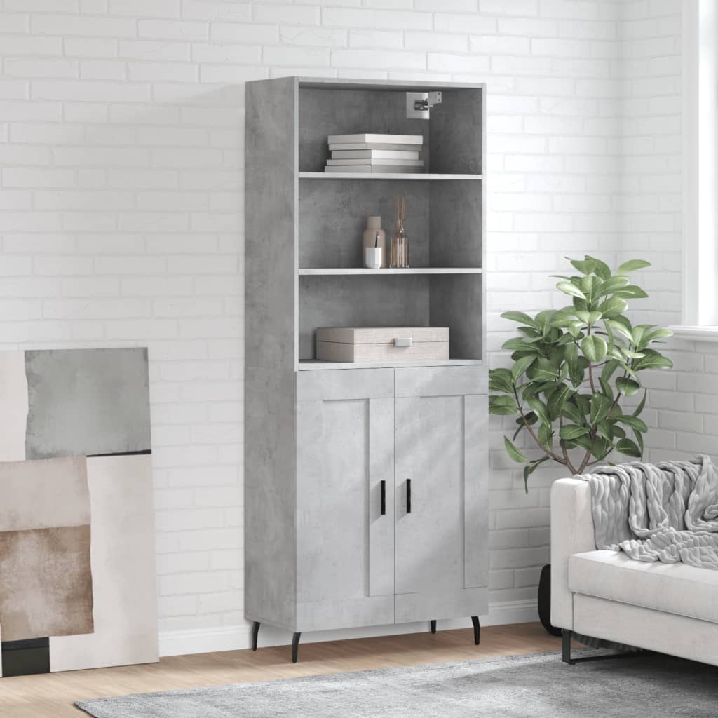 Highboard Braun Eichen-Optik 69,5X34X180 Cm Holzwerkstoff