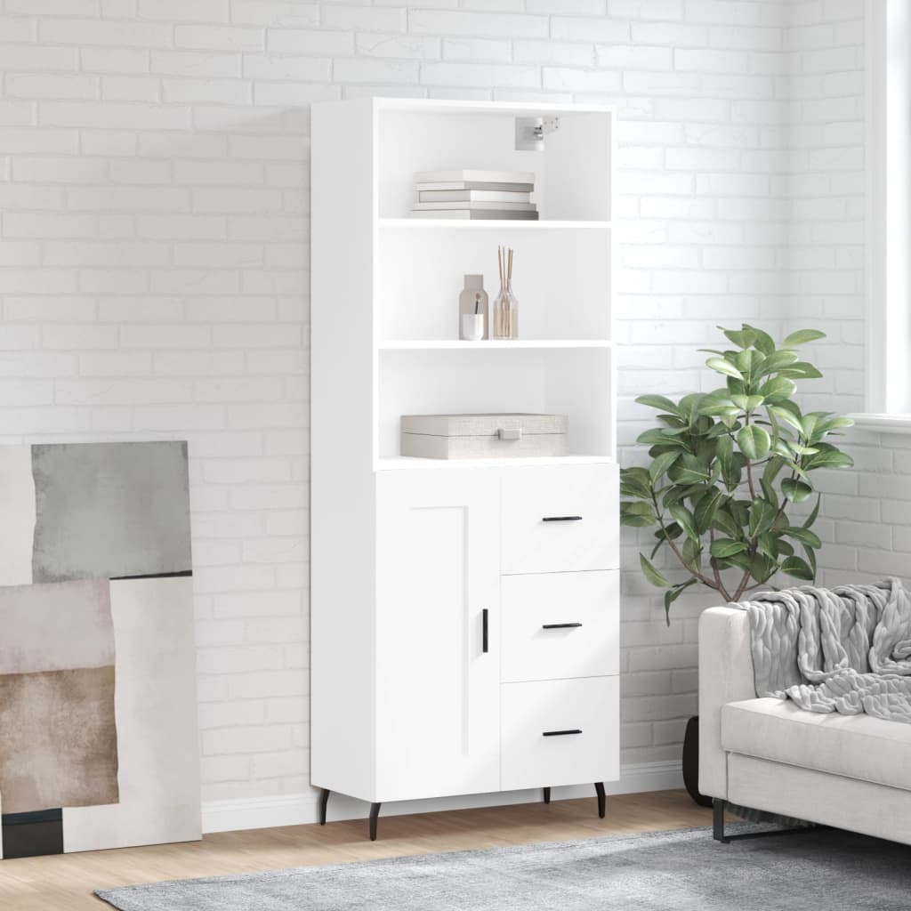Highboard Braun Eichen-Optik 69,5X34X180 Cm Holzwerkstoff