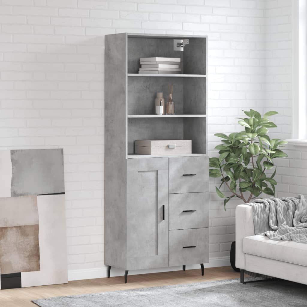 Highboard Braun Eichen-Optik 69,5X34X180 Cm Holzwerkstoff