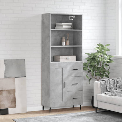 Highboard Braun Eichen-Optik 69,5X34X180 Cm Holzwerkstoff