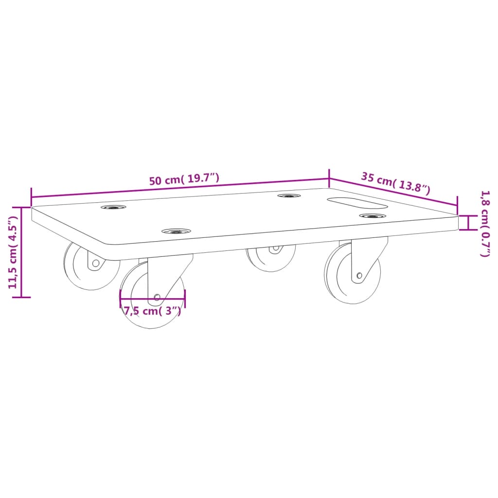 Transportroller 2 Stk. Rechteckig 50X35X11,5 Cm 250 Kg