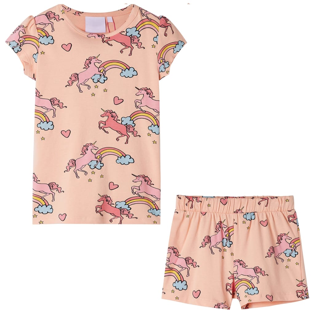 Kinderpyjama Mit Kurzen Ärmeln Hellorange 92