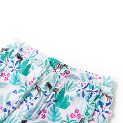 Kindershorts Mit Kordelzug Ecru Und Dunkles Minzgrün 140