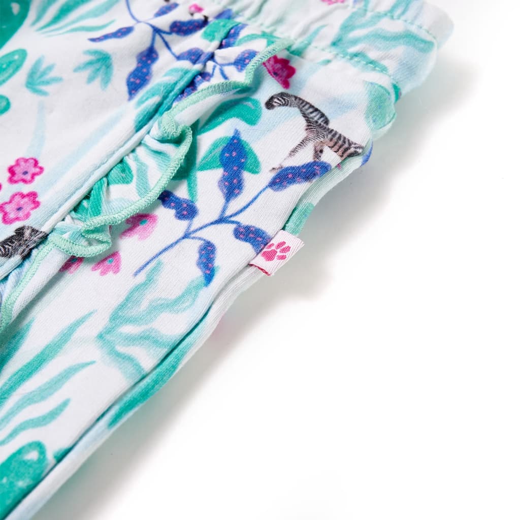Kindershorts Mit Kordelzug Ecru Und Dunkles Minzgrün 140