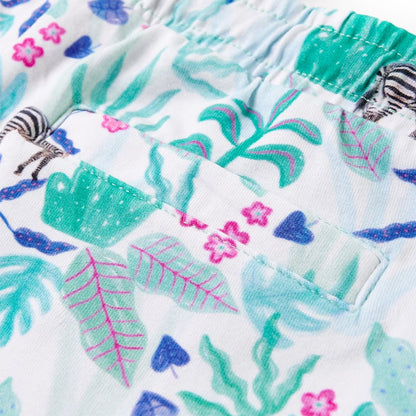 Kindershorts Mit Kordelzug Ecru Und Dunkles Minzgrün 140