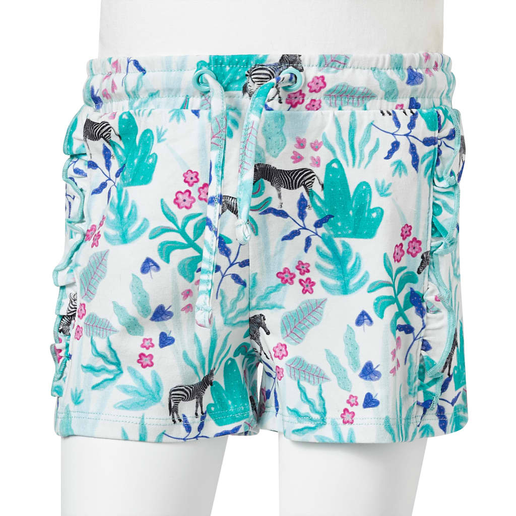 Kindershorts Mit Kordelzug Ecru Und Dunkles Minzgrün 140