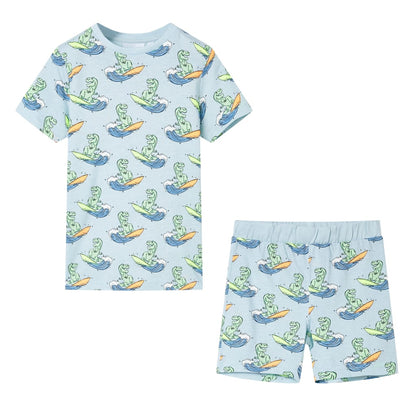 Kinderpyjama Mit Kurzen Ärmeln Hellblau 128