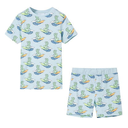 Kinderpyjama Mit Kurzen Ärmeln Hellblau 128