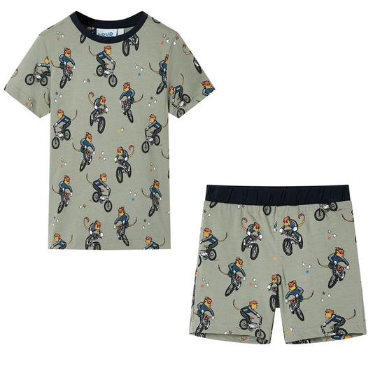 Kinderpyjama Mit Kurzen Ärmeln Hellkhaki 92