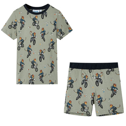 Kinderpyjama Mit Kurzen Ärmeln Hellkhaki 92