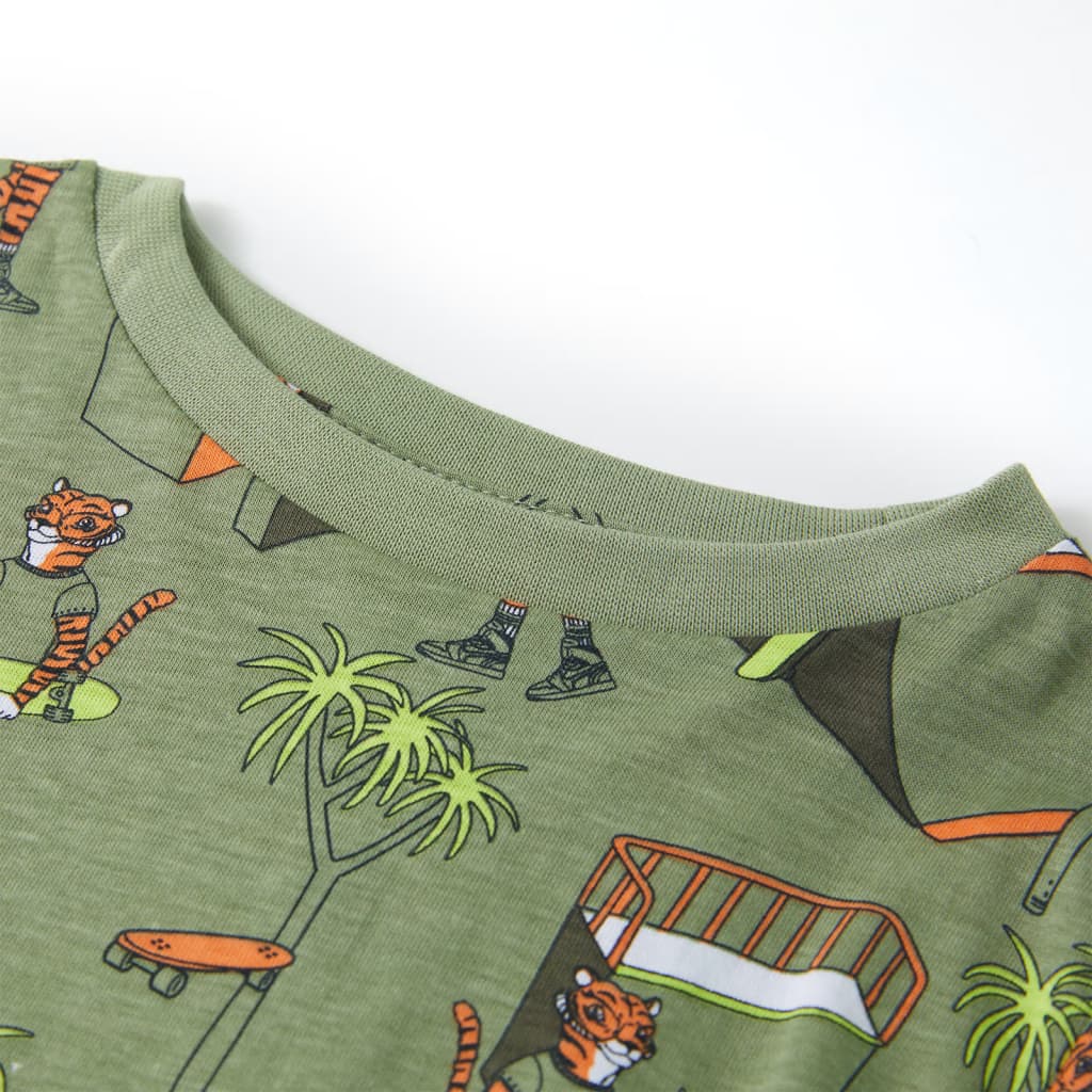 Kinderpyjama Mit Kurzen Ärmeln Hellkhaki 92