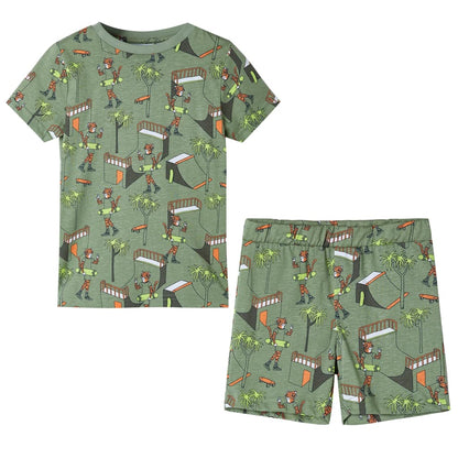 Kinderpyjama Mit Kurzen Ärmeln Hellkhaki 92