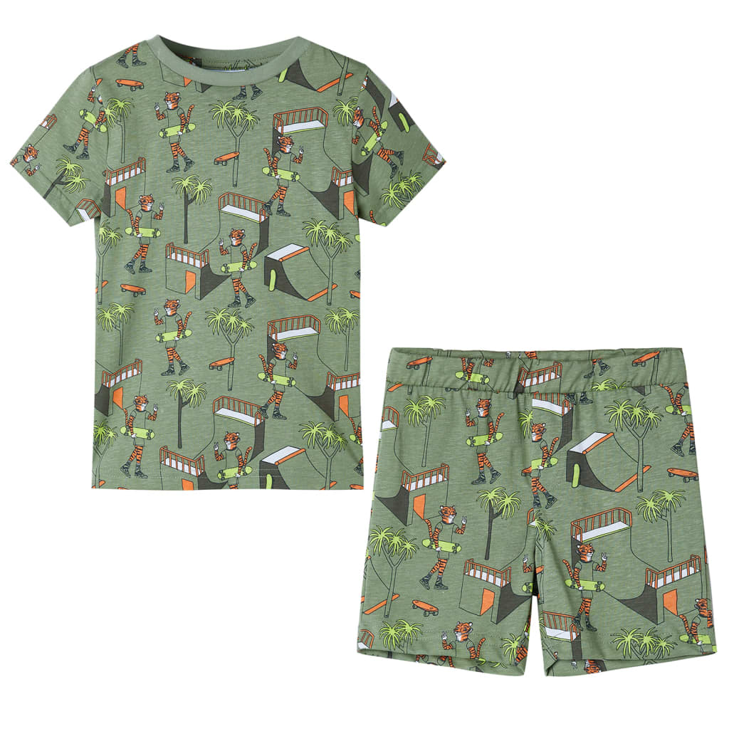 Kinderpyjama Mit Kurzen Ärmeln Hellkhaki 92