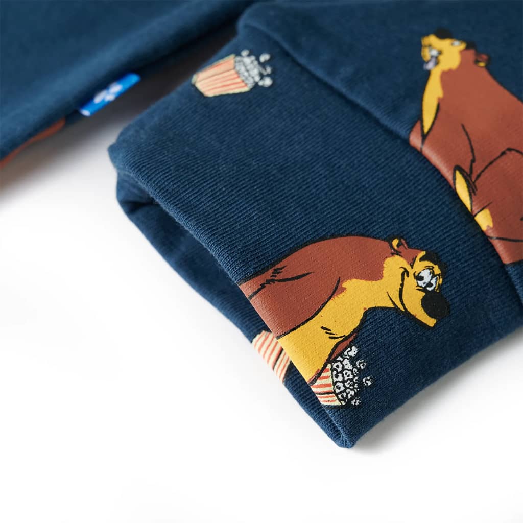 Kinder-Schlafanzug Einteiler Jeansblau 92