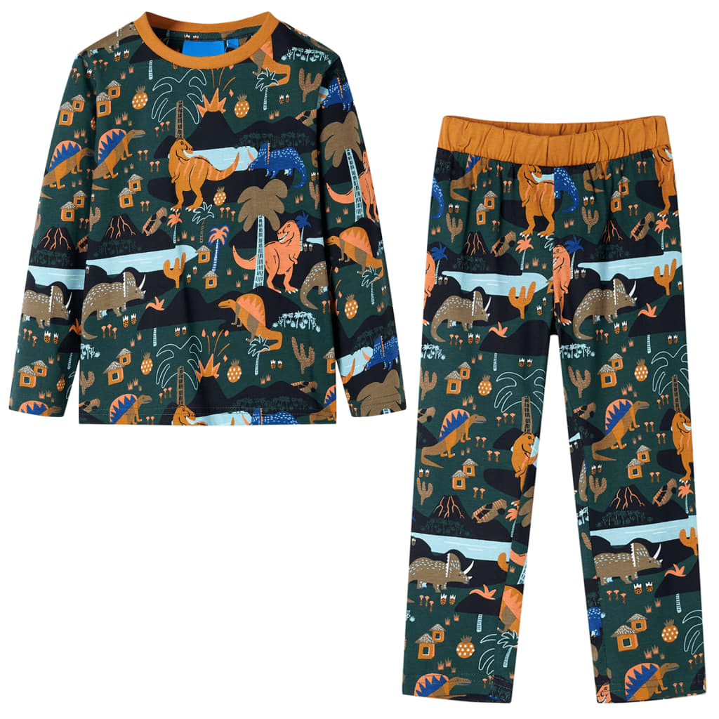 Kinderpyjama Mit Langen Ärmeln Dunkelgrün 92