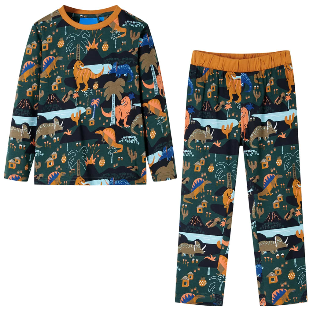 Kinderpyjama Mit Langen Ärmeln Dunkelgrün 92