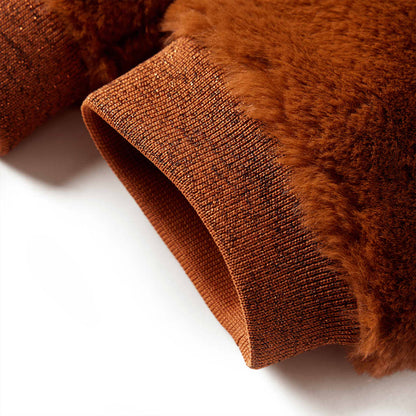Kinder-Kapuzenjacke Kunstpelz Cognac 104