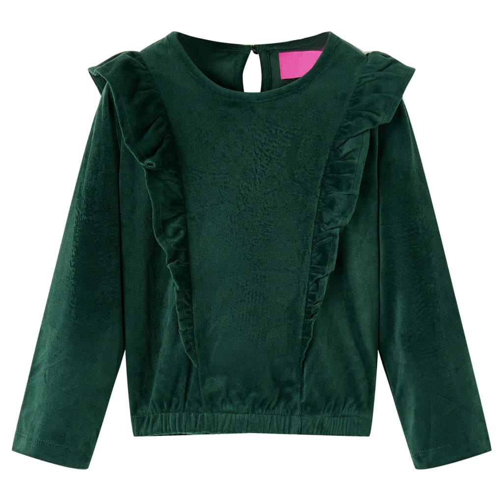 Kinderbluse Mit Rüschen Dunkelgrün 140