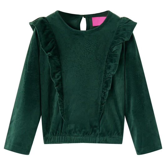 Kinderbluse Mit Rüschen Dunkelgrün 140