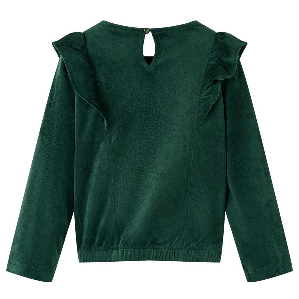 Kinderbluse Mit Rüschen Dunkelgrün 140