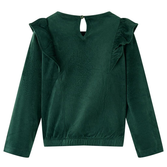 Kinderbluse Mit Rüschen Dunkelgrün 140
