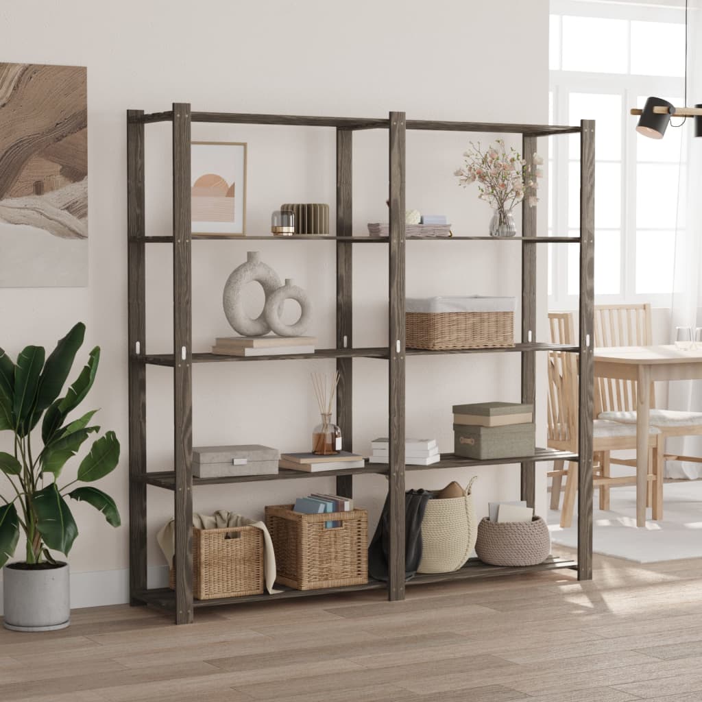 Lagerregal Mit 5 Böden Massivholz Kiefer Grau