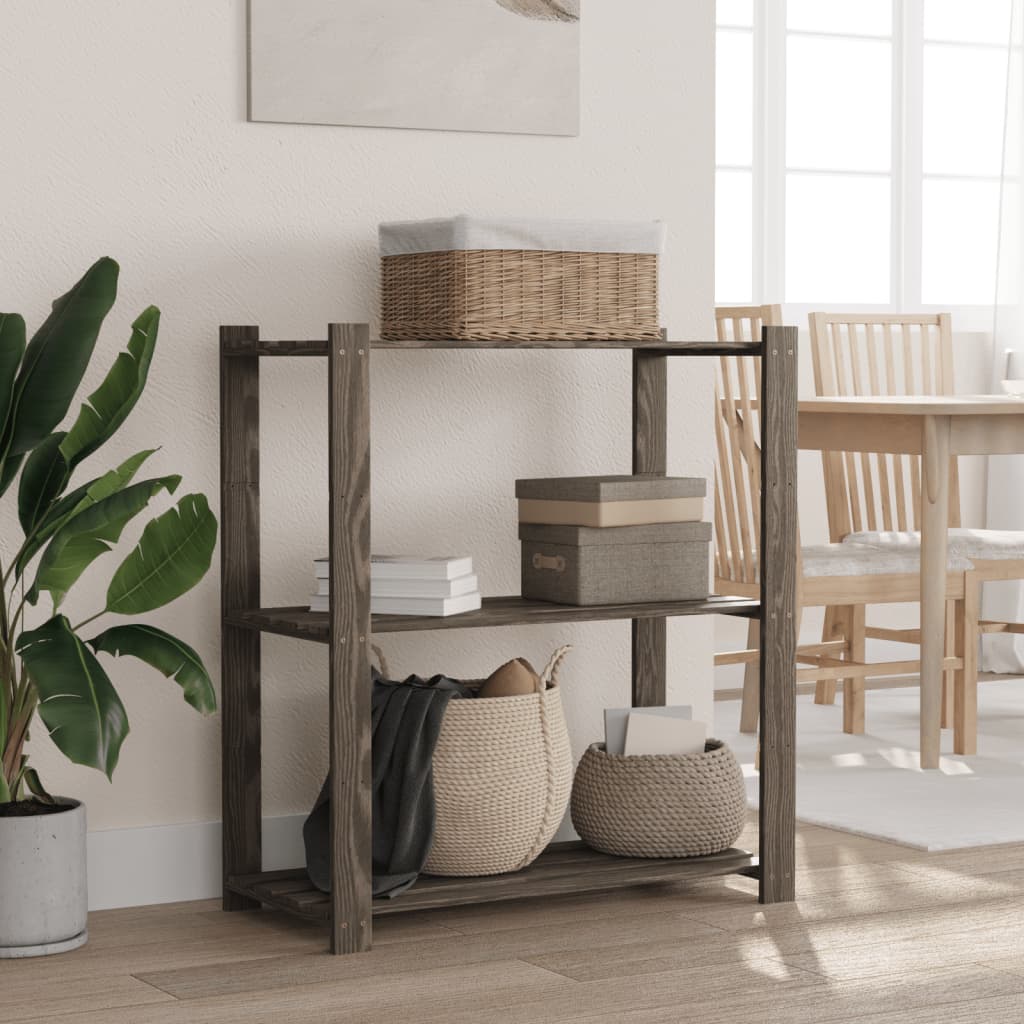 Lagerregal Mit 5 Böden Massivholz Kiefer Grau