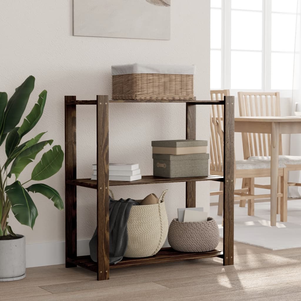 Lagerregal Mit 5 Böden Massivholz Kiefer Schwarz