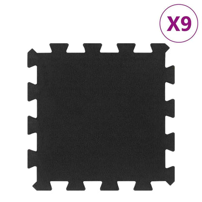Bodenfliesen Aus Gummi 9 Stk. Schwarz 16 Mm 30X30 Cm