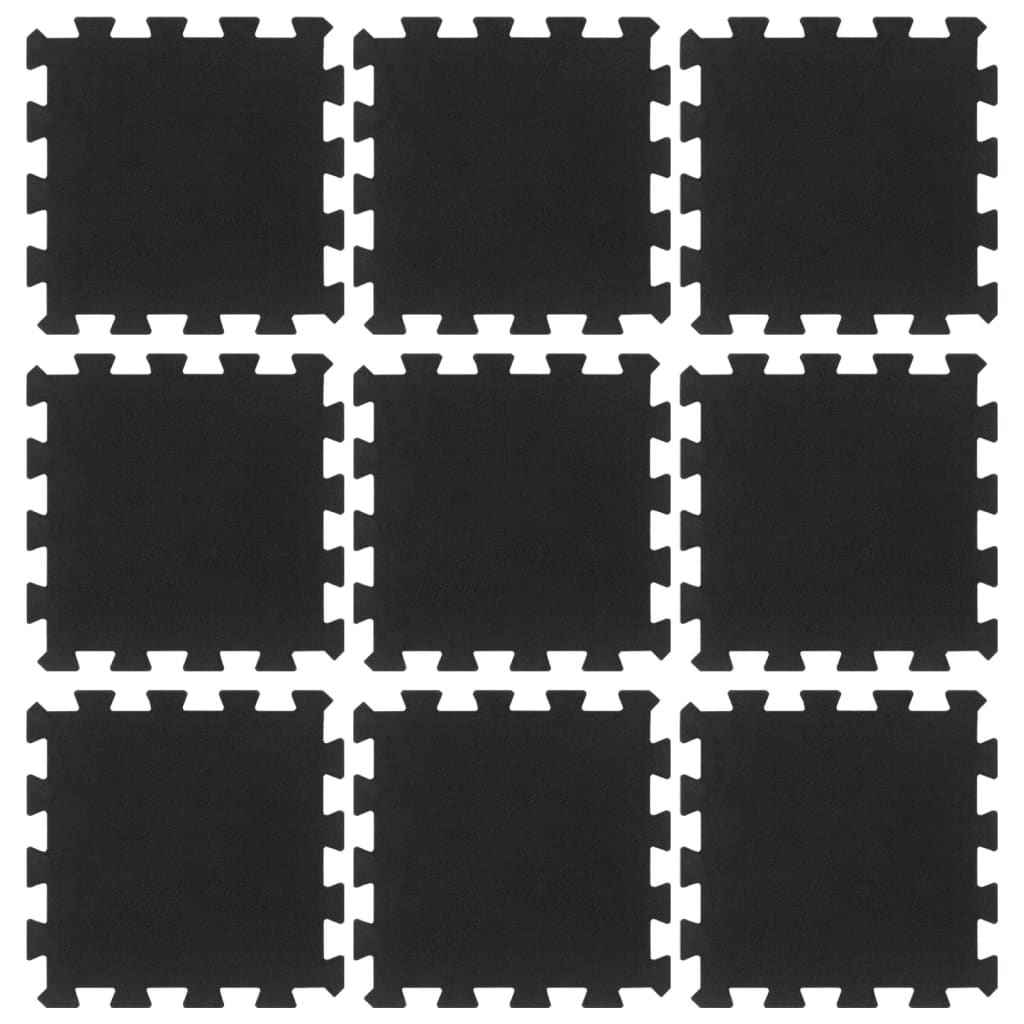 Bodenfliesen Aus Gummi 9 Stk. Schwarz 16 Mm 30X30 Cm