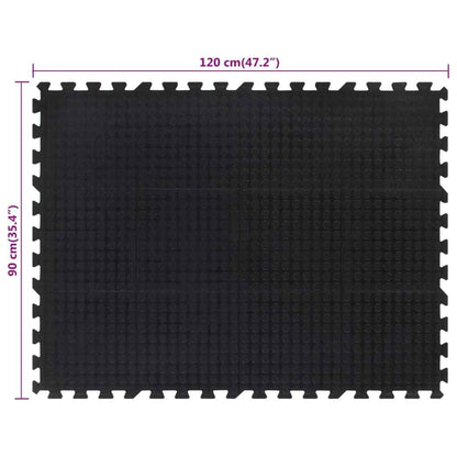 Gummi-Bodenfliese Schwarz 12 Mm 90X120 Cm