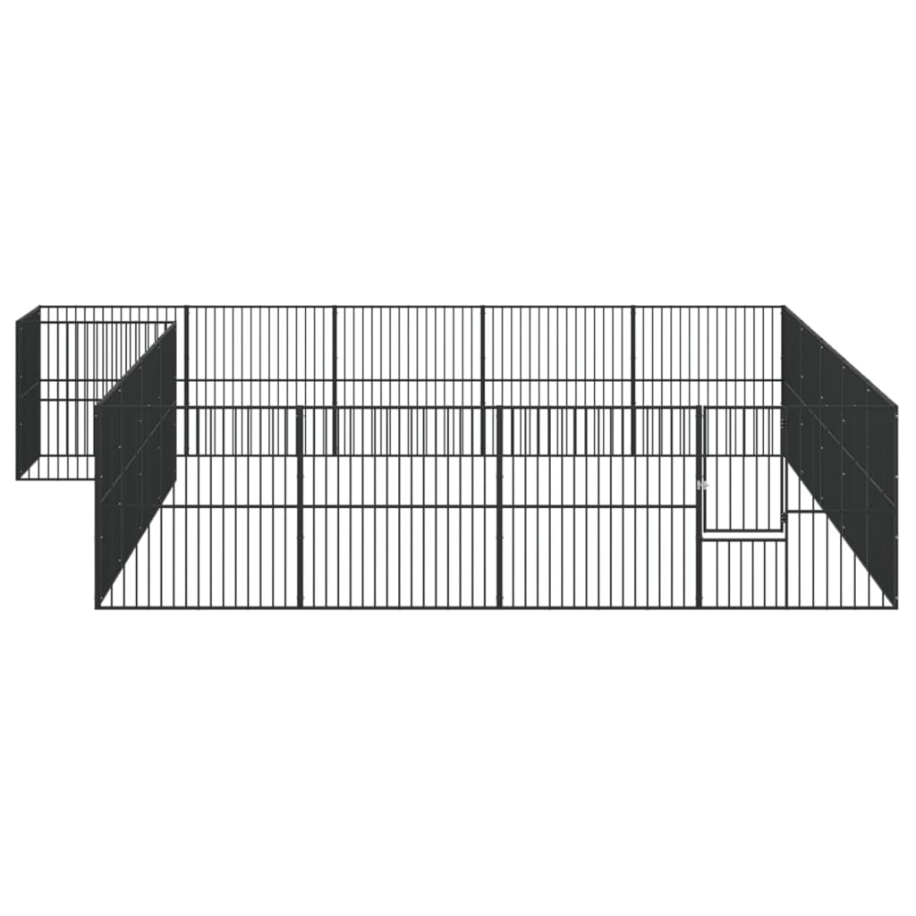 Hundelaufstall 20-Tlg. Schwarz Verzinkter Stahl