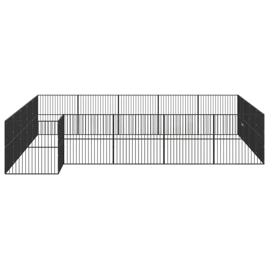 Hundelaufstall 20-Tlg. Schwarz Verzinkter Stahl