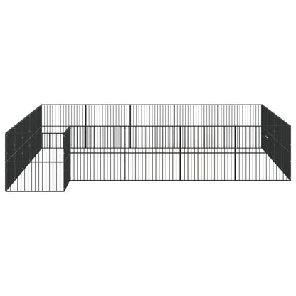 Hundelaufstall 20-Tlg. Schwarz Verzinkter Stahl