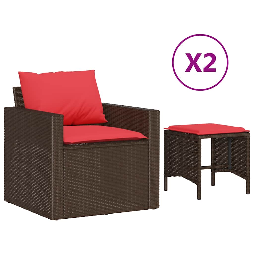 4-Tlg. Garten-Sofagarnitur Mit Kissen Poly Rattan