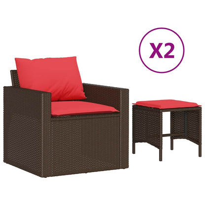 4-Tlg. Garten-Sofagarnitur Mit Kissen Poly Rattan