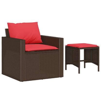 4-Tlg. Garten-Sofagarnitur Mit Kissen Poly Rattan