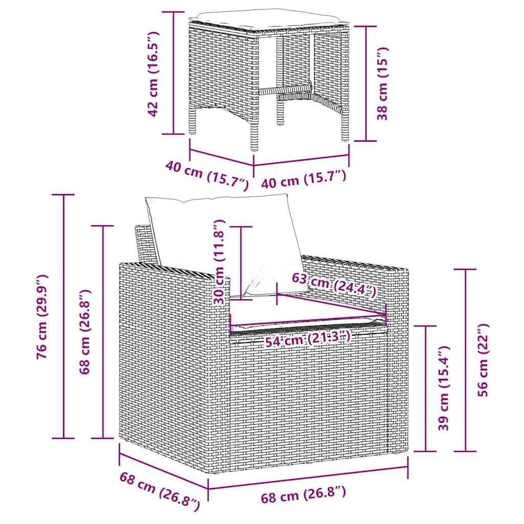 4-Tlg. Garten-Sofagarnitur Mit Kissen Poly Rattan