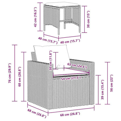 4-Tlg. Garten-Sofagarnitur Mit Kissen Poly Rattan