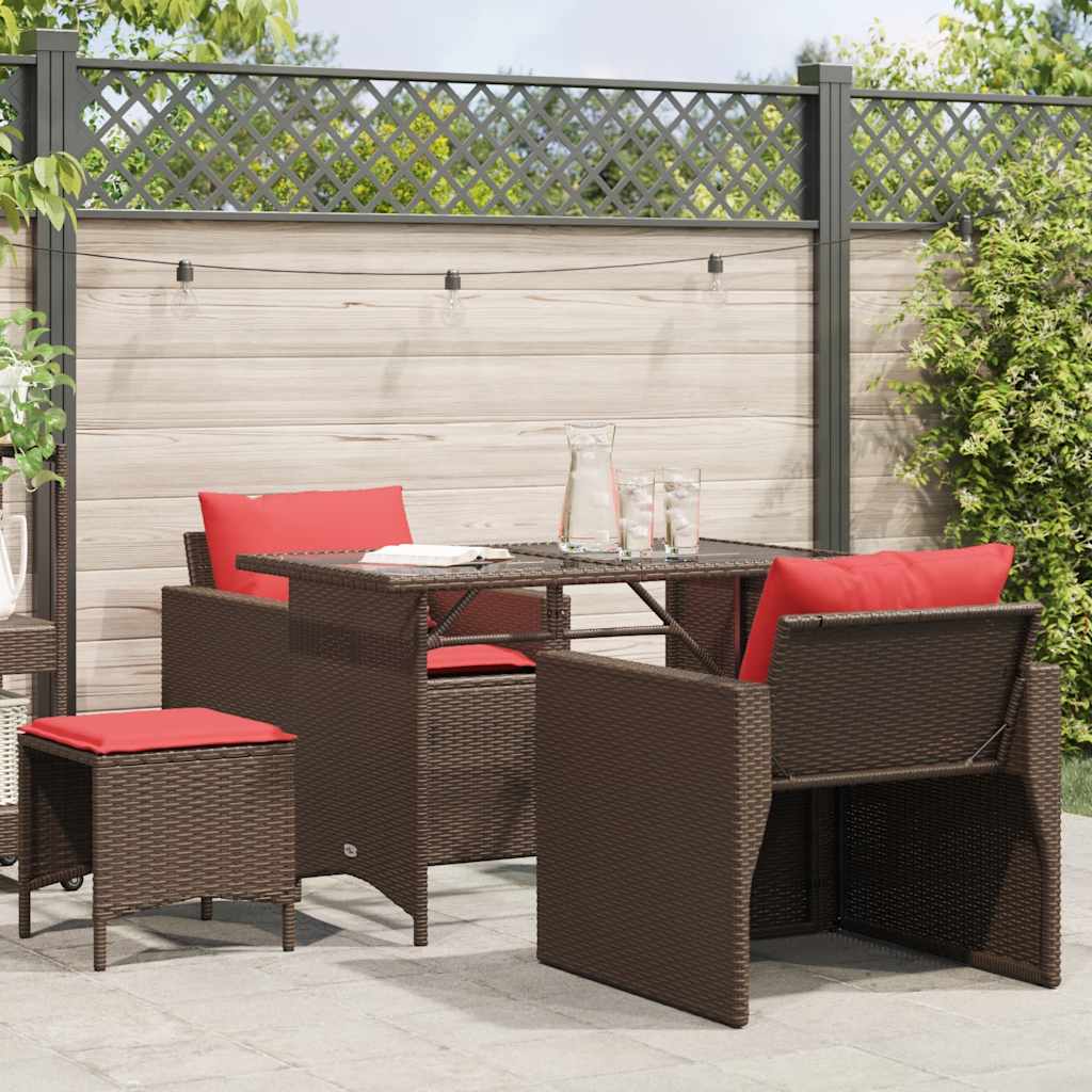 4-Tlg. Garten-Sofagarnitur Mit Kissen Poly Rattan