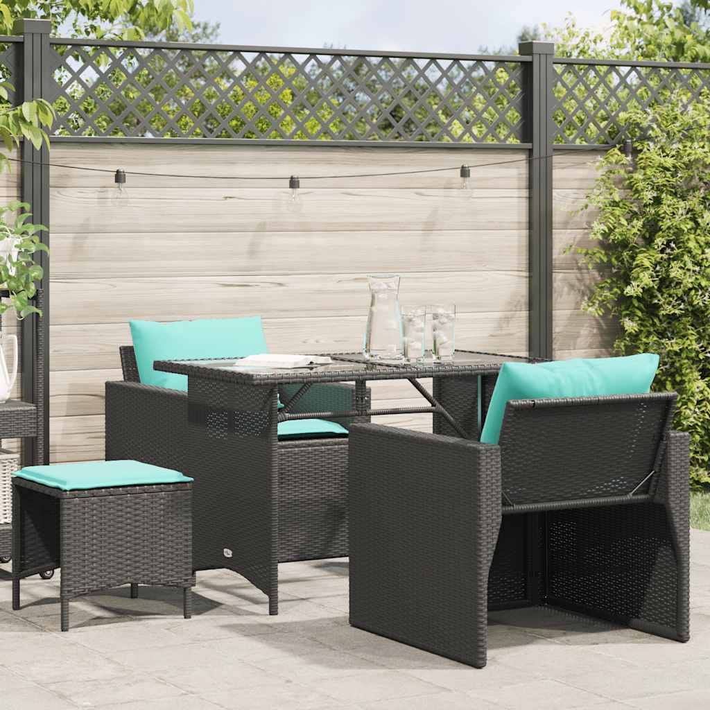 4-Tlg. Garten-Sofagarnitur Mit Kissen Poly Rattan
