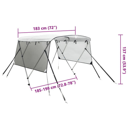 3-Bow Bimini-Top Mit Mesh-Seitenteilen Weiß